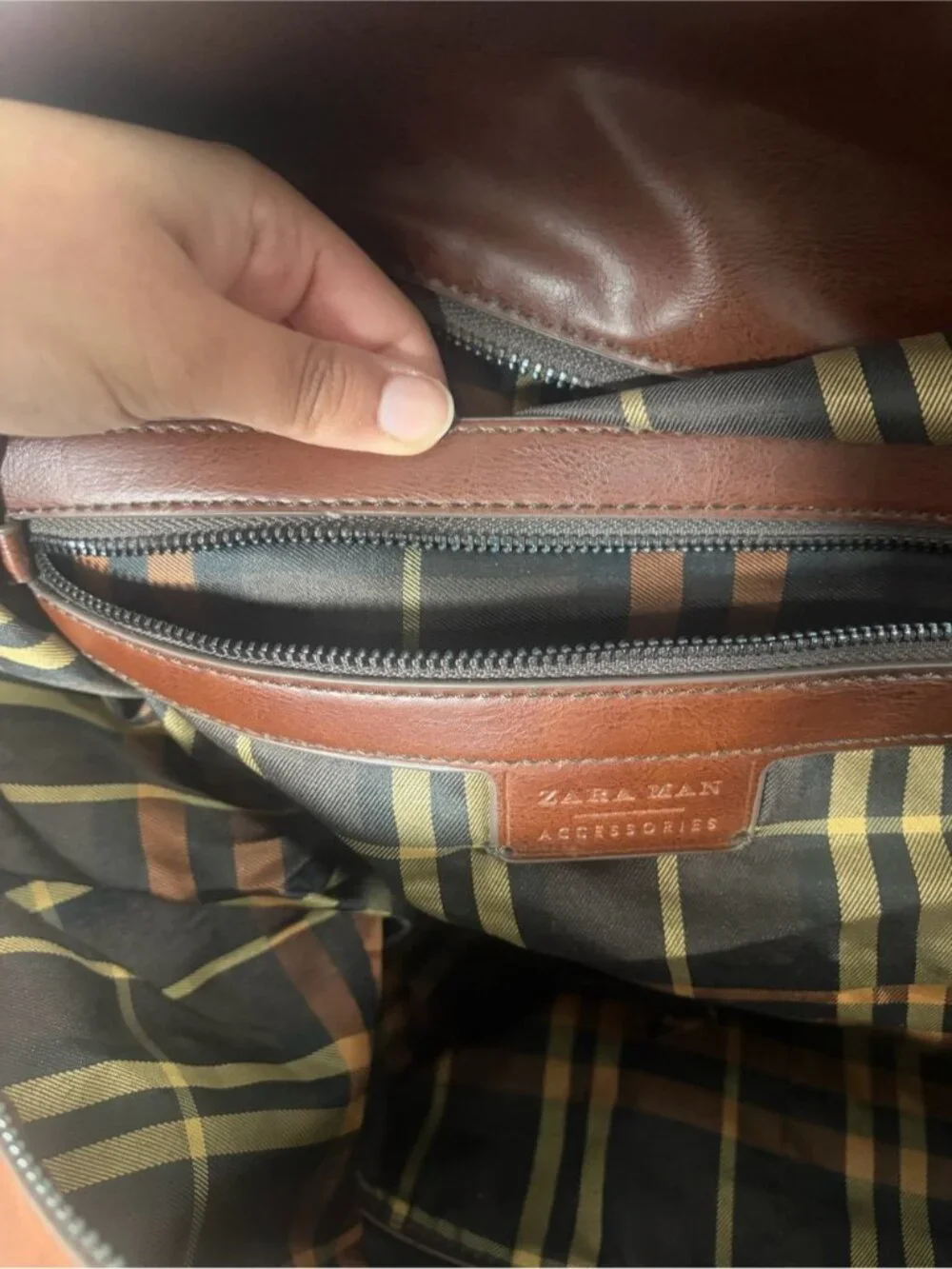 Zara Man Brown Faux Leather Weekender Duffel Bag Travel Overnight Carry-On